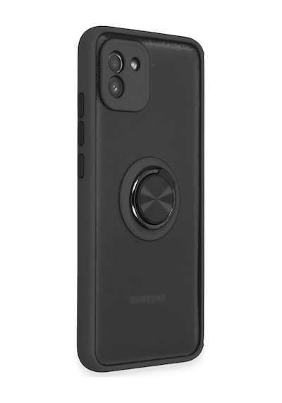 Samsung Galaxy A03 Kılıf Montreal Yüzüklü Silikon Kapak - Siyah 0.2M-Çok Renkli