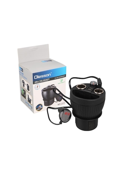 Olesson 1640 12-24v Çiftli Çift Usbli 120w 80cm Kablolu Dijital Ekranlı Araç Çakmak Çoklayıcı