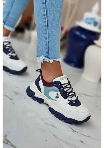 U.s. Polo Assn. Tracky Memory Foam Kadın Sneakers Ayakkabı 867800000740 231 Beyaz-mavi Beyaz-mavi