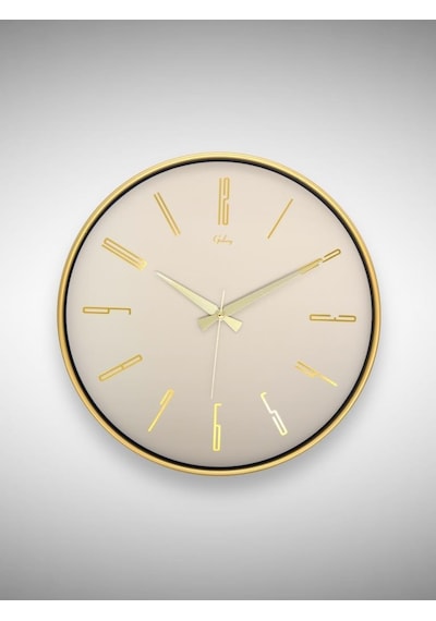 Galaxy 717-a-1 Serisi Klasik Rakamlı Metal Görünümlü Sessiz Akar Modern Duvar Saati 40 Cm Gold