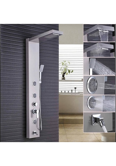 Sam Banyo Fırat Masajlı Duş Paneli Krom Gri Sam Banyo Fırat Masajlı Duş Paneli Krom Gri