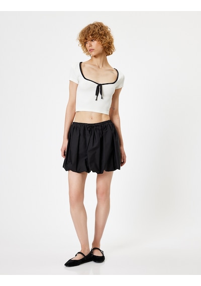 Koton Crop Tişört Bağlama Detaylı Kısa Kollu Slim Fit Ekru 4sal11079ık Ekru Koton Crop Tişört Bağlama Detaylı Kısa Kollu Slim Fit Ekru 4sal11079ık Ekru