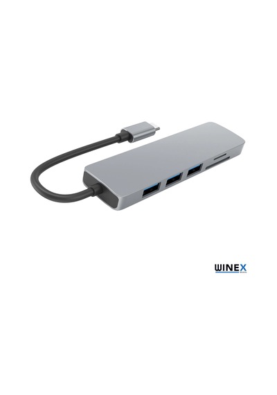Winex 6In1 Type-C To 4K Hdmı+Sd Kart+3Xusba 3.0 Hub Port Adaptör