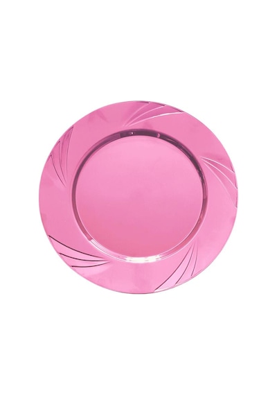 Kullan At Parti Davet Sunum Servis Plastik Sert Mika Tabak - 26 Cm. - Pembe - 6 Adetlik Paket