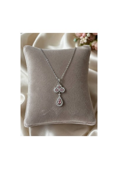 Miore Pembe Zirkon Taşlı Damla Ve Çiçek Figürlü Kadın Kolye Pembe - 899638125 Pembe