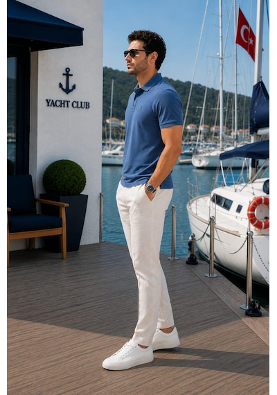 Alexander Gardi Polo Yaka Düğme Detaylı T-shirt Koyu Mavi