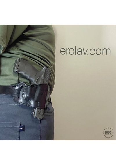 Erolav Kilitsiz Kelebek Universal 9mm Uyumlu Dış Taşıma Deri Kılıf Siyah