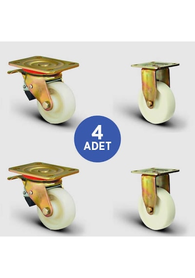 2 Adet Ed01Hkz100F Döner Tablalı Frenli + 2 Adet Ed02Hkz100