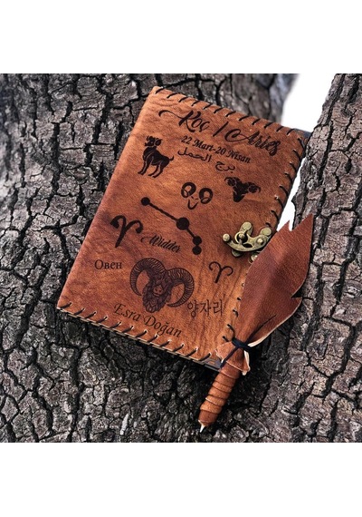 Koç Burcuna İsme Özel Deri Defter