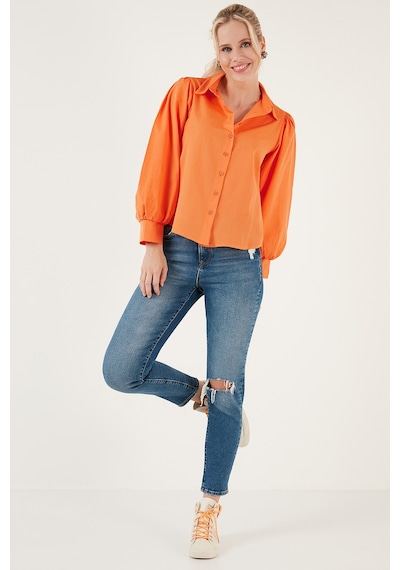 Lela Regular Fit Balon Kollu Poplin Bayan Gömlek 611Go0153 Oranj Lela Regular Fit Balon Kollu Poplin Bayan Gömlek 611Go0153 Oranj