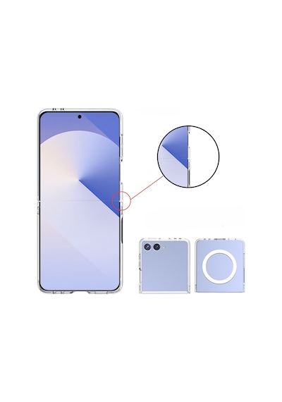 Samsung Uyumlu GalaxyZ Flip 7 Kılıf Sararmaz Ultra İnce Sert Premium Mika Magsafe Kamera Yükseltili Celikaksesuar Şeffaf