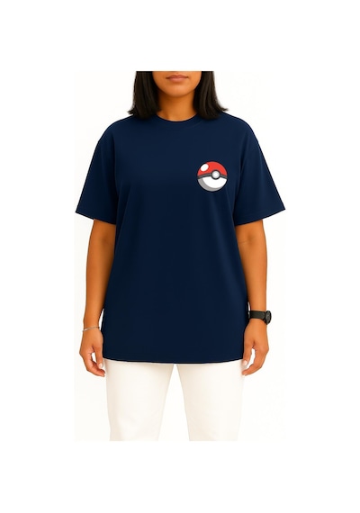 Bahriyeli Collection Oversize Chikorita Cep Ve Sırt Tasarımlı Unisex T-shirt Lacivert