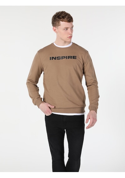 Colin's Colins Regular Fit Baskılı Bej Erkek Sweatshirt 001