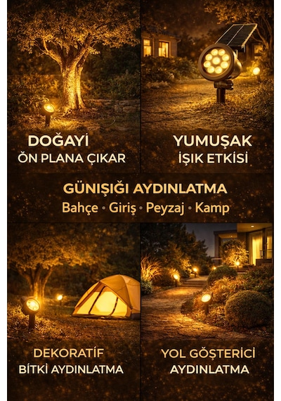 Üneş-solar Enerjili 10 W Yüksek Işık Çim Armetür Amber Renk
