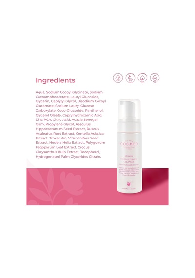 Cosmed Hassas Ve Kızarıklığa Eğilimli Ciltler İçin Nazik Köpük Temizleyici Yüz Temizleme Köpüğü 150 Ml 86250699