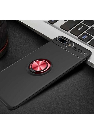 Apple Uyumlu iPhone 8 Plus Kılıf Zore Ravel Silikon Kapak Siyah-Kırmızı