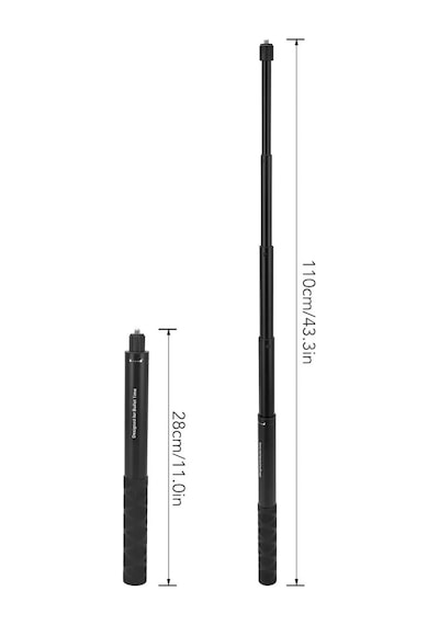 Oem Nsta360 Aksiyon Görünmez Selfie Çubuğu 1.1 Metre Alüminyum Alaşım Beyaz - Siyah
