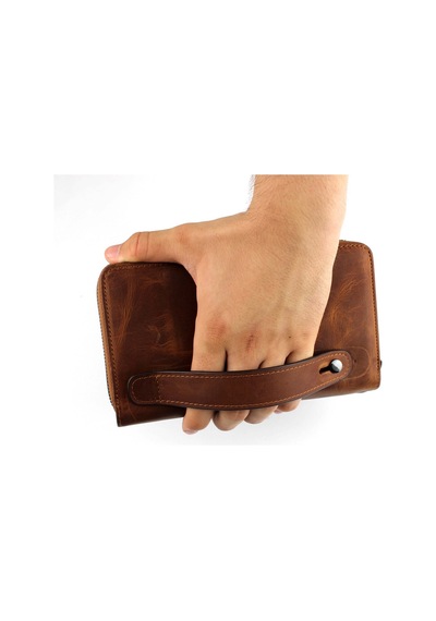 Alphaclub Bag Erkek Hakiki Deri Taba Çok Bölmeli El Çantası