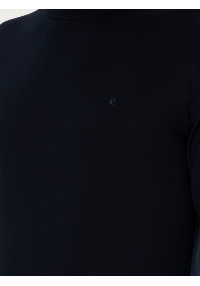 Cacharel Lacivert Slim Fit Yün Karışımlı Çeyrek Balıkçı Yaka Basic Triko Kazak