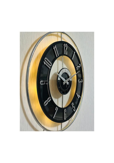 Pey Aksesuar Metal Camlı Duvar Saati Krom Statık 50 X 70cm Orta Boy Işıklı M51-kromgrı-şeffaf-siyah-gümüş Gri