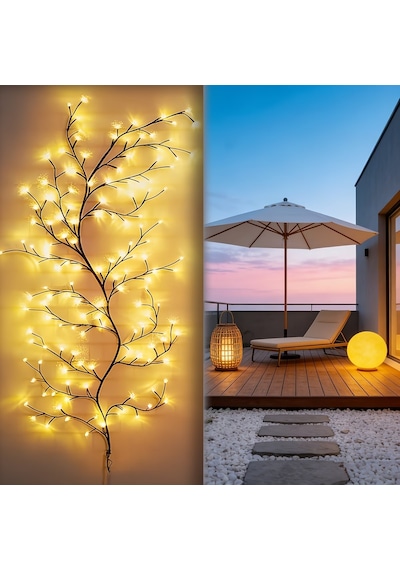 Güneş Enerjili 144 Led 8 Mod Dekoratif Ağaç Lamba -dış Mekan Bahçe & Teras Süsü Ve Aydınlatması Güneş Enerjili