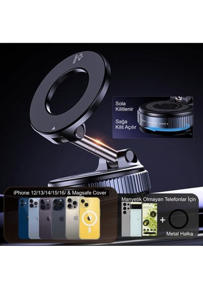 Manyetik Vakum Araç Montaj Telefon Tutucu X68 Stand 360 Ayarlanabilir Katlanabilir Yuvarlak