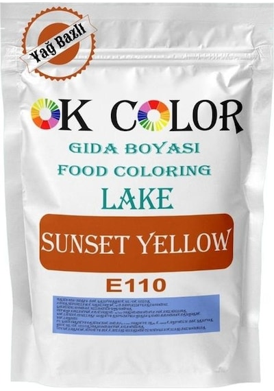 Ok Color Lake Sunset Yellow E110 Turuncu Yağ Bazlı Toz Gıda Boyası 500 G