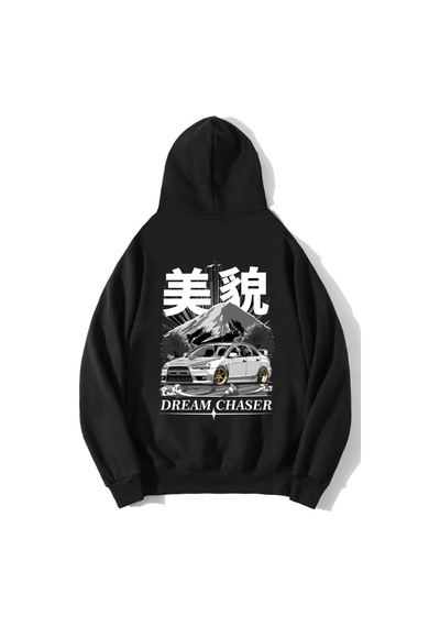Brz Collection Unisex Oversize Dream Chaser Hoodie Siyah