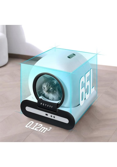 Petfit Ti+ 65l Wi-fi Akıllı Otomatik Kedi Tuvaleti Kum Kabı Siyah Ultra Sessiz+app Kontrol+akıllı Sensör+uv Filtre