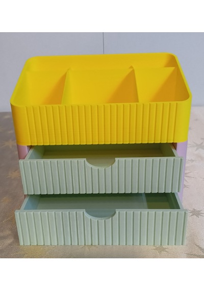 Dekoratif Renkli Çekmeceli Organizer Sarı-pembe-yeşil
