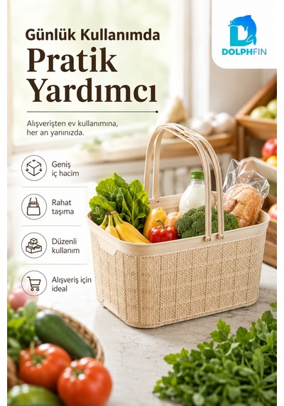 Jute Alışveriş Sepeti 26 L Çok Amaçlı Saklama Taşıma Sepeti Çamaşır Oyuncak Düzenleyici Bej