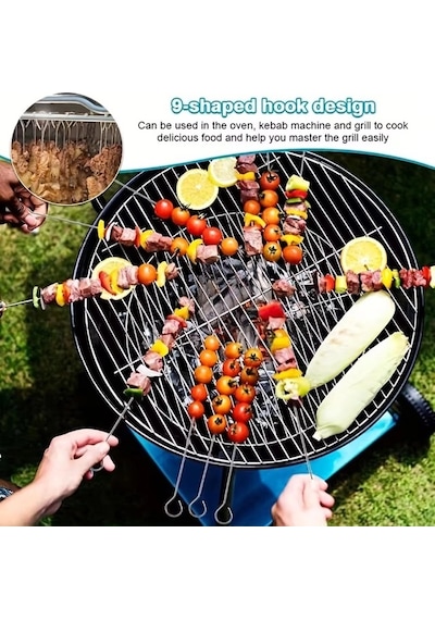 10 Adet Paslanmaz Çelik Mangal Şişi Seti 20 Cm Metal Çöp Şiş Ve Izgara Şişleri Çr