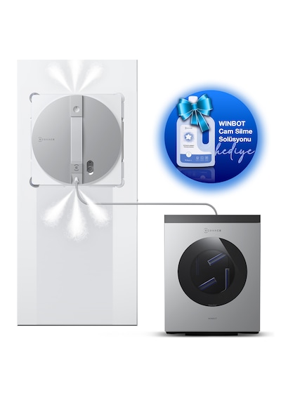 Ecovacs Winbot W3 Omni Cam Silme Robotu Ve Cam Silme Solüsyonu Gri