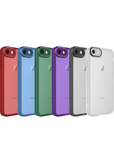 Apple Uyumlu iPhone Se 2020 Kılıf Metal Kamera Korumalı Transparan Renkli Kapak