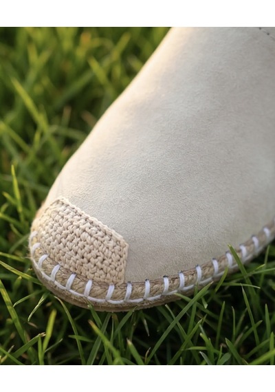 Futsishoes Gardenıa Bej Süet Dokulu Hakiki Deri Espadril