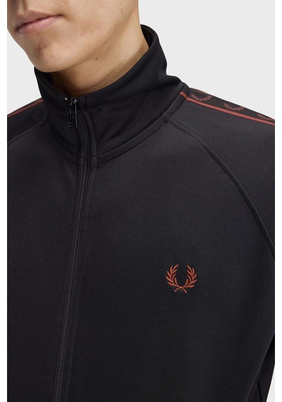 Fred Perry Kontrast Şeritli Dik Yaka Fermuarlı Sweat Erkek Sweat J5557 220 Siyah
