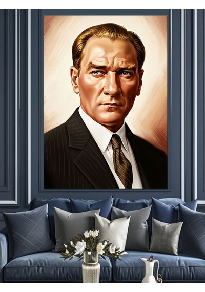 Ahşap Tablo Atatürk Takım Elbiseli Portre