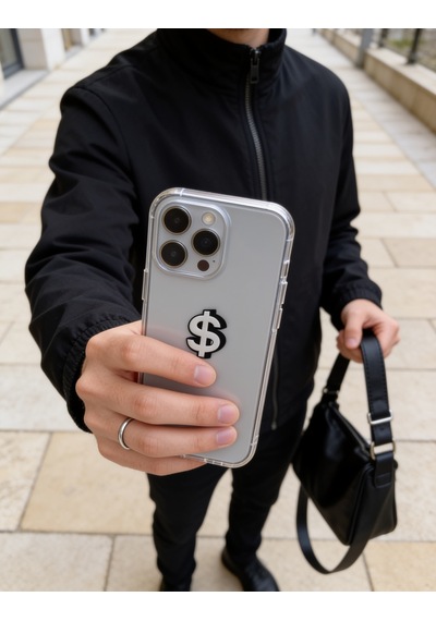 Dolar Sembolu Beyaz Rengi Telefon Sticker 3d Metal Tasarım, Arka Süs A300140