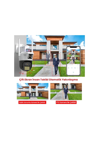 4mp Hd Wıfı Ip Kamera Açık Ptz Çift Lensli Aı İle Akıllı İzleme G