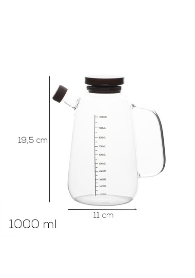 Porsima Lm-0109 Livra Kapaklı Borosilikat Cam Yağlık Sirkelik Yağdanlık 1000ml Şeffaf