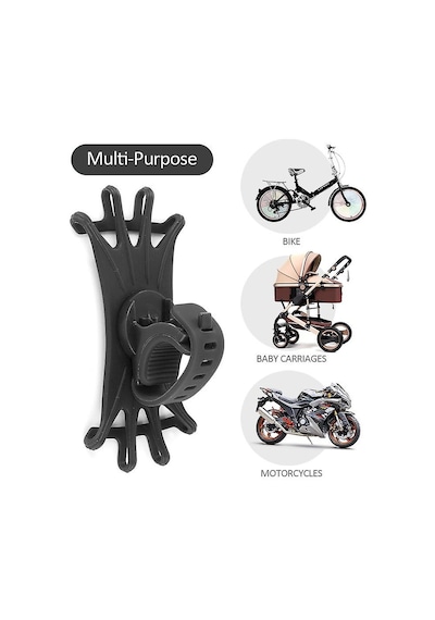 Bisiklet Telefon Tutucu Bike Holder Esnek 4.5-6 İnç Destekler Siyah