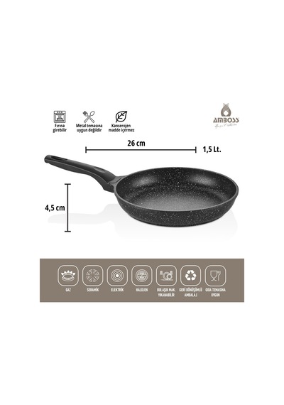 Amboss Montana 3 Parça Granit Set Siyah Siyah