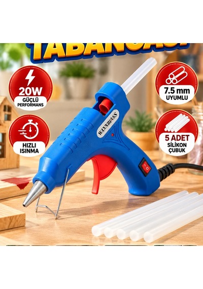 20w Mini Silikon Tabancası 7.5 Mm Uyumlu 5 Adet Silikon Çubuklu