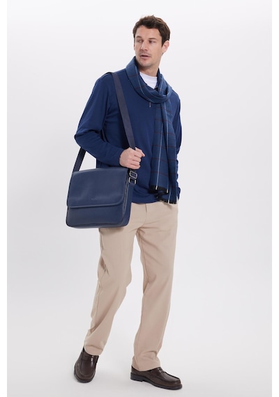 Tudors Erkek Relax Fit Rahat Kesim %100 Pamuk Yarım Fermuarlı Polo Yaka İnterlok Lacivert Sweatshirt-42169 Lacivert