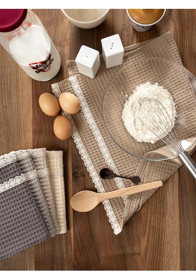 Mutfak Havlusu 40x60 Cm 5 Li Set Torshon Güpürlü Kopenaki Antrasit - Krem