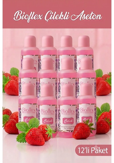 Bioflex Çilekli Aseton 220 Ml 12 Adet