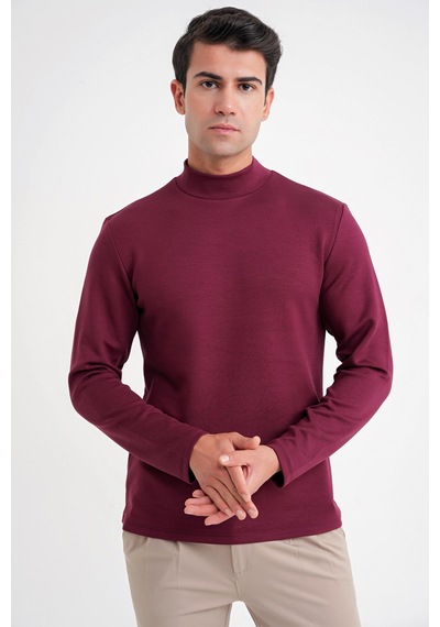 Efor Ts 894 T-shırt Slim Bordo Casual Bordo