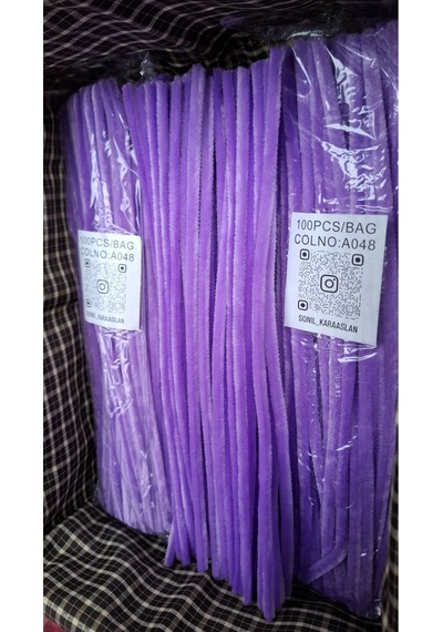 Şönil 100 Lü Lila Renk Kod A048 30 Cm - Yoğun Tüylü Hobi Çubuğu Tel El İşi 100 Lü Paket
