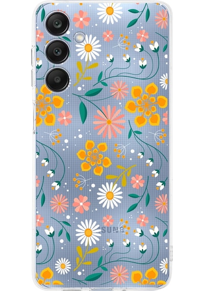 Samsung Galaxy A26 İle Uyumlu Çiçek Baskılı Kamera Korumalı Şeffaf Kılıf Şeffaf