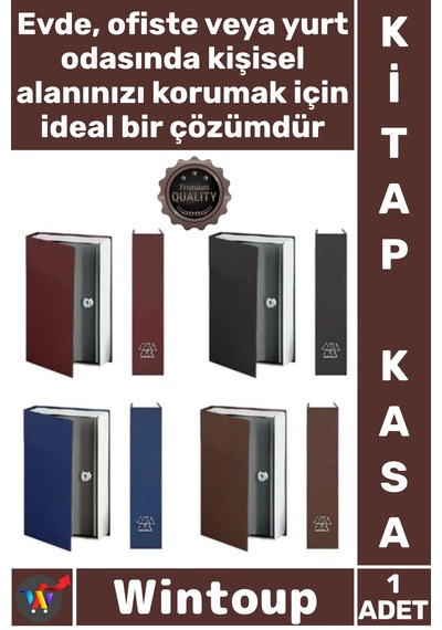 Kasa Gizli Saklama Kutusu Güvenli Kumbara Dekoratif Kitap Görünümlü Anahtarlı Şık Çelik Mini Kasa